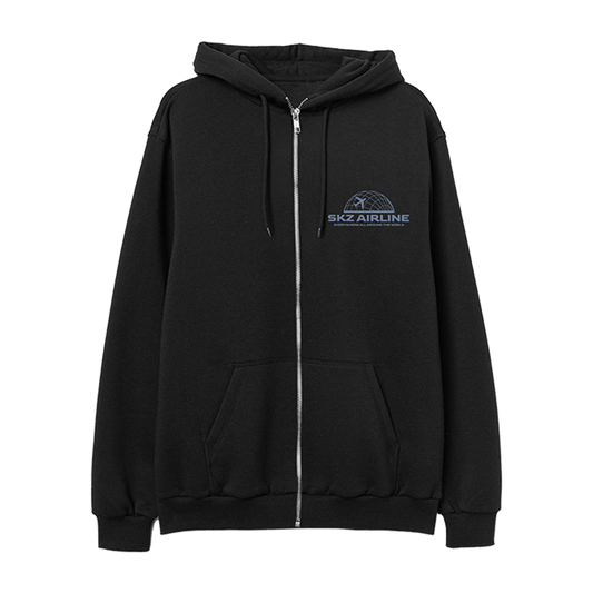 Black hoodie with a logo on the chest