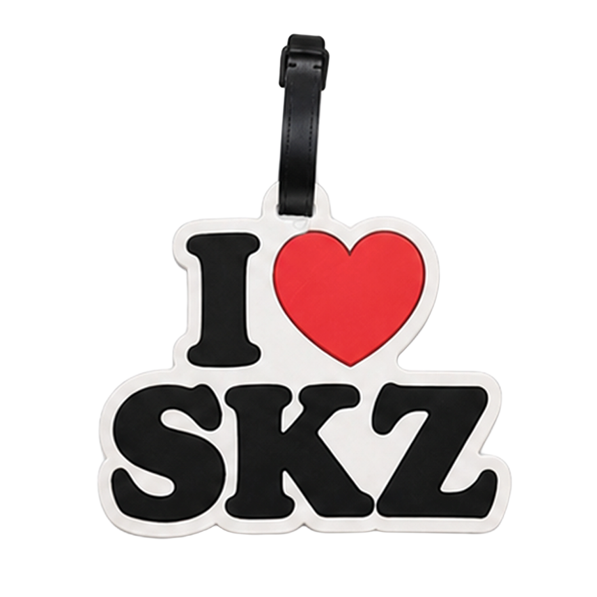 Luggage tag with 'I ❤️ SKZ' text 