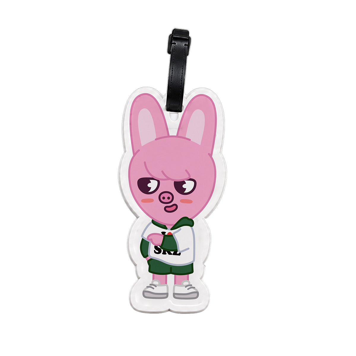 Pink cartoon character luggage tag